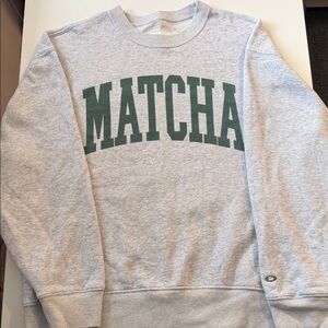 Abercrombie Soft A & F Collection grey pullover with Matcha green logo